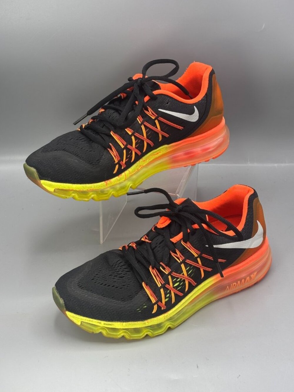 Nike Air Max 2014 Running Shoes Mens US 7 Black Crimson Volt Low Top 698902-004